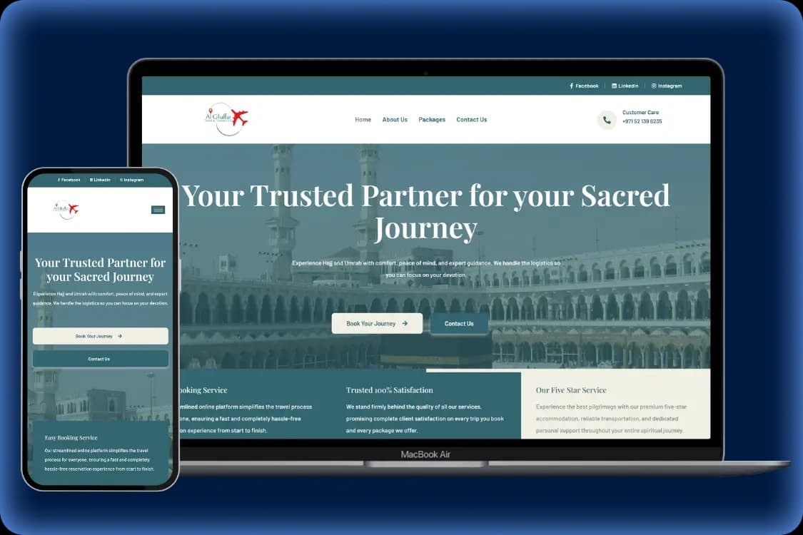 Hajj and Umrah travel agency website by Oraweb Studio