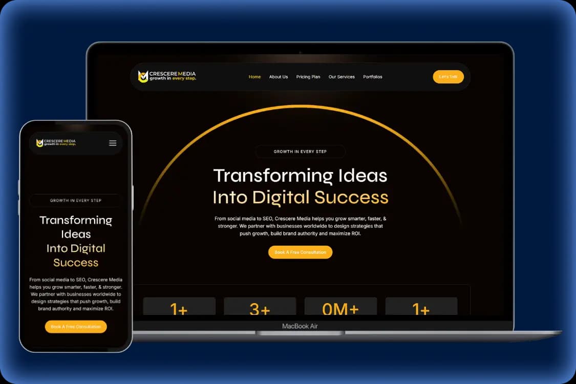 Crescere Media website designed by Oraweb Studio