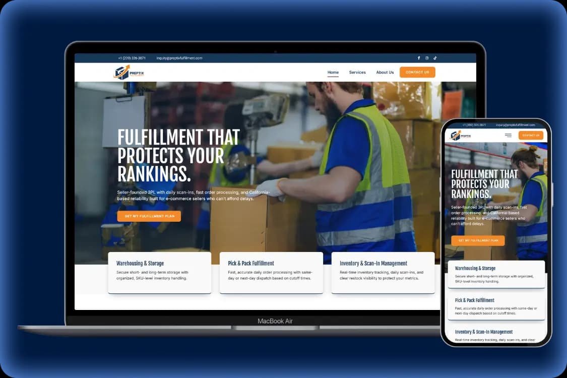 Preptix Fulfillment website designed by Oraweb Studio
